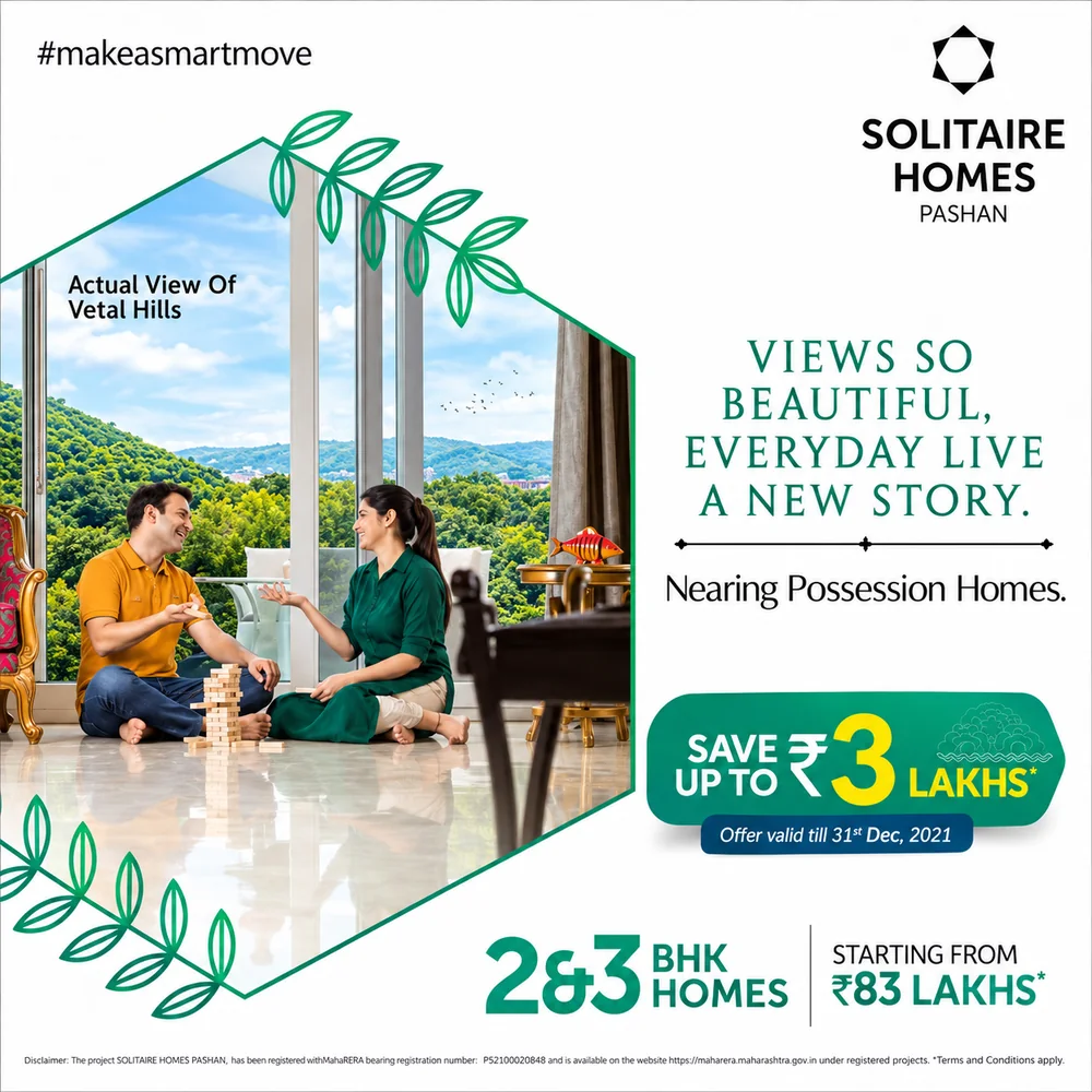 Solitaire Homes Pashan Instagram post Views so beautiful everyday live a new story