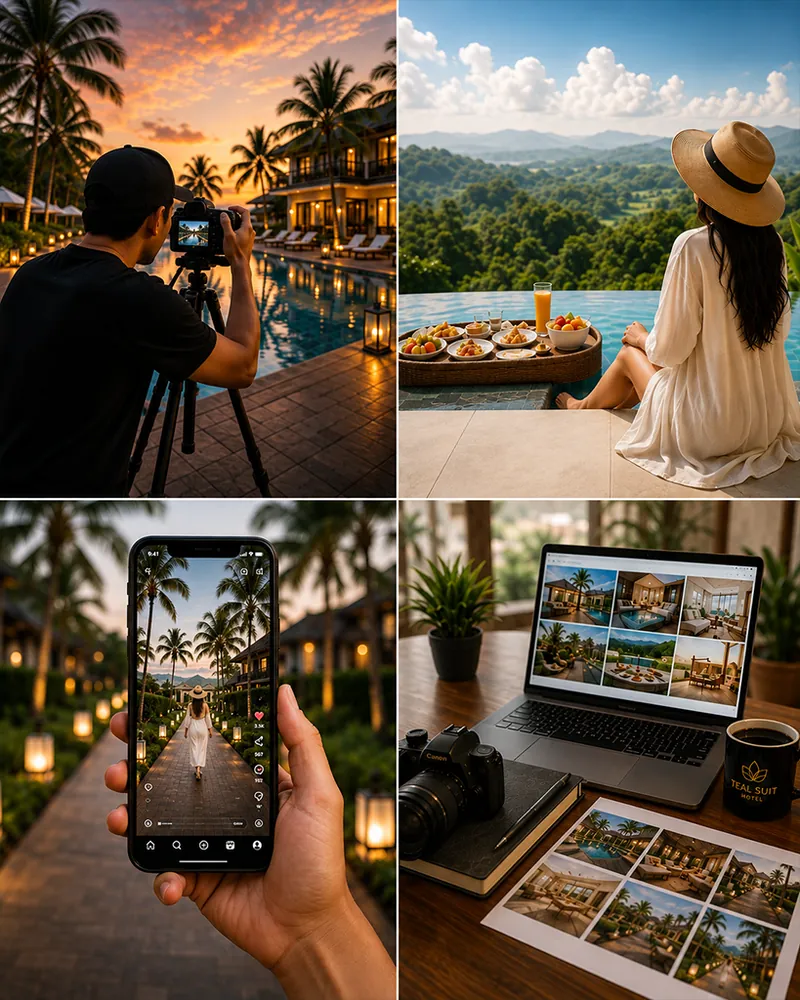 Resort content shoot with photographers and lifestyle shots